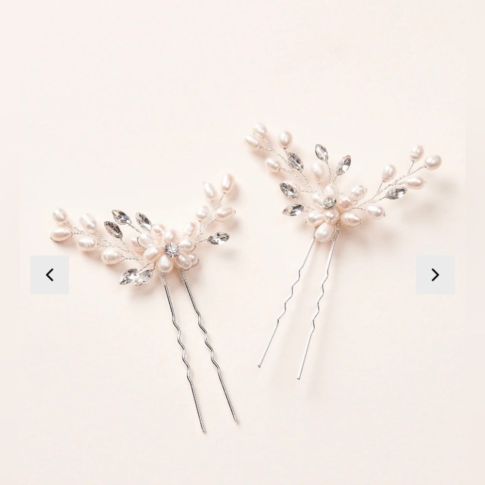 Dana Freshwater Pearl Hair Pin 
Silver / Set of 2 Hair Pins by Dareth Colburn